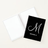 Elegantes Schwarz-Weiß-Monogramm Notizblock (Innenseite)