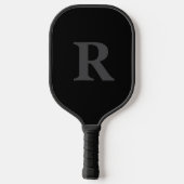 Elegantes Schwarz-Weiß-Monogramm  Pickleball Schläger (Rückseite)