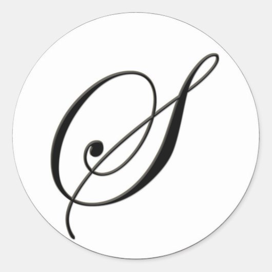 Elegantes Schwarz-Weiß-Monogramm S Runder Aufkleber (Vorderseite)