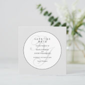 Elegantes Schwarz-Weiß-Monogramm 'Save the Date' (Stehend Vorderseite)