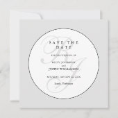 Elegantes Schwarz-Weiß-Monogramm 'Save the Date' (Vorderseite)