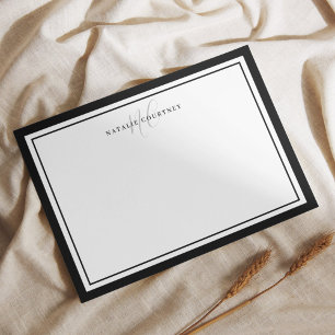 Elegantes Schwarz-Weiß-Monogramm-Script mit zwei G Mitteilungskarte