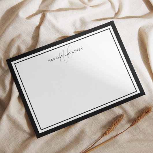 Elegantes Schwarz-Weiß-Monogramm-Script mit zwei G Mitteilungskarte