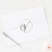 Elegantes Schwarz-Weiß-Monogramm V Runder Aufkleber (Umschlag)