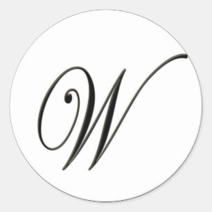 Elegantes Schwarz-Weiß-Monogramm W Runder Aufkleber