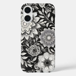 Elegantes Schwarz-Weiß-Muster iPhone 16 Hülle