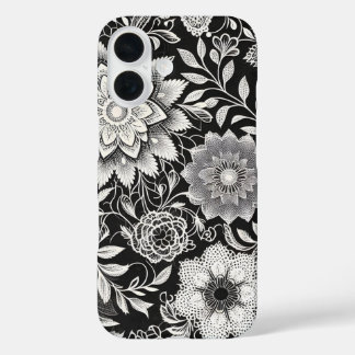 Elegantes Schwarz-Weiß-Muster iPhone 16 Hülle