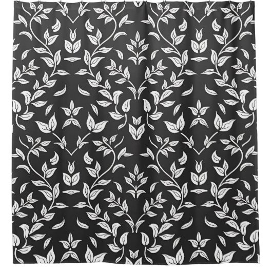 Elegantes Schwarz-Weiß-Muster Duschvorhang (Vorderseite)