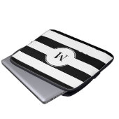 Elegantes Schwarz-Weiß-Muster Laptopschutzhülle (Vorne Knopf)