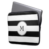 Elegantes Schwarz-Weiß-Muster Laptopschutzhülle (Vorderseite Links)