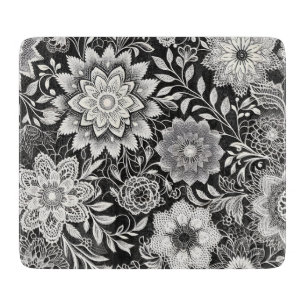 Elegantes Schwarz-Weiß-Muster Schneidebrett