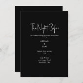 Elegantes Schwarz & Weiß Nacht vor Probe Einladung (Vorne/Hinten)