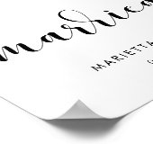 Elegantes Schwarz-Weiß Nur verheiratet Hochzeitsze Poster (Ecke)