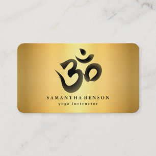 Elegantes Schwarz-Weiß-Om-Logo-Yoga Visitenkarte