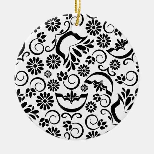 Elegantes Schwarz-Weiß-Ornament Keramikornament (Vorne)