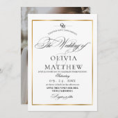 Elegantes Schwarz-Weiß-Overlay-Foto Hochzeit Einladung (Vorne/Hinten)