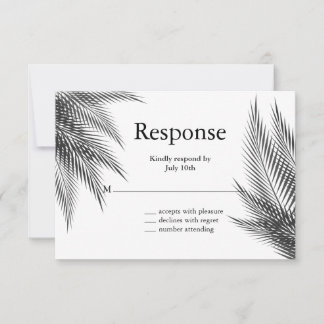 Elegantes Schwarz-Weiß-Palm-Blätter UAWG RSVP Karte
