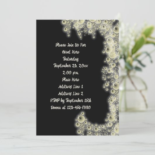 Elegantes Schwarz-Weiß-Party Einladung (Stehend Vorderseite)