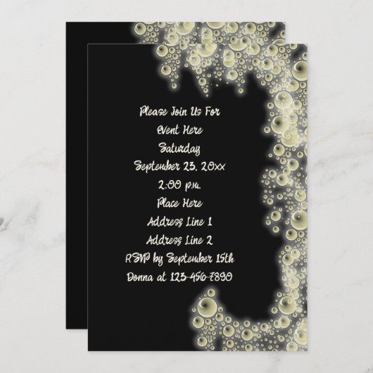 Elegantes Schwarz-Weiß-Party Einladung (Vorne/Hinten)