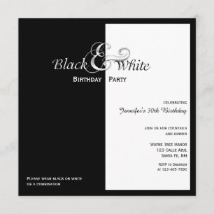 Elegantes Schwarz-Weiß-Party Einladung