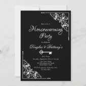 Elegantes Schwarz-Weiß-Party Einladung (Vorderseite)