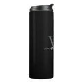 Elegantes Schwarz-Weiß-Personal-Monogramm-Skript-N Thermosbecher (Nach links gedreht)