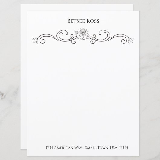 Elegantes Schwarz-Weiß Personalisiert Stationery (Vorne/Hinten)