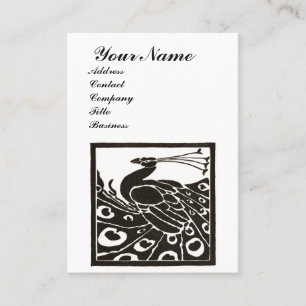 ELEGANTES SCHWARZ-WEIß-PFauen-MONOGRAMM Visitenkarte