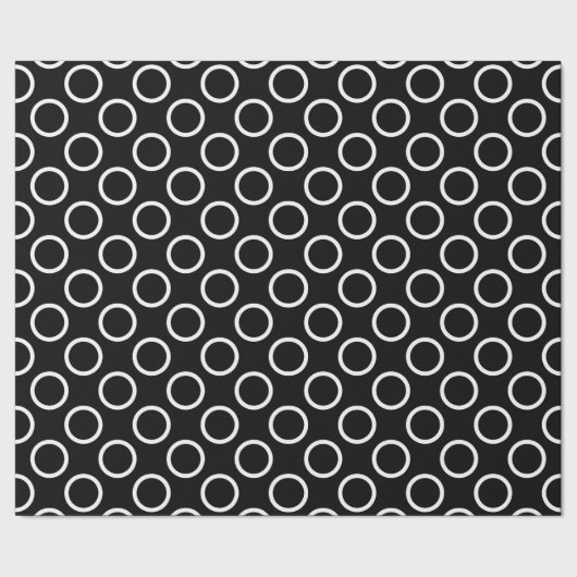 Elegantes Schwarz-Weiß-Polka-Punktmuster Geschenkpapier (Saum)