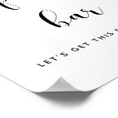 Elegantes Schwarz-Weiß-Popcorn-Hochzeitszeichen Poster (Ecke)