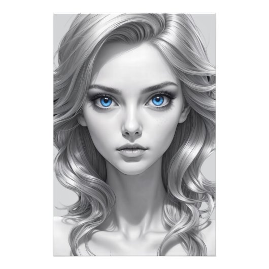 Elegantes Schwarz-Weiß-Portrait Kunst, Dichtung un Fotodruck (Vorne)