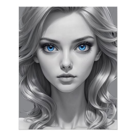 Elegantes Schwarz-Weiß-Portrait Kunst, Dichtung un Poster (Vorderseite)