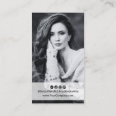 Elegantes Schwarz-Weiß-Portrait Visitenkarte (Rückseite)