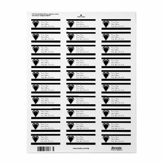 Elegantes Schwarz-Weiß-Postetikett (Vorne)