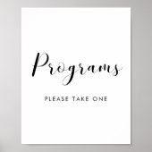 Elegantes Schwarz-Weiß-Programm Hochzeitszeichen Poster (Vorne)