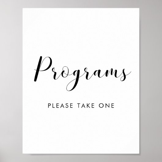 Elegantes Schwarz-Weiß-Programm Hochzeitszeichen Poster (Vorne)