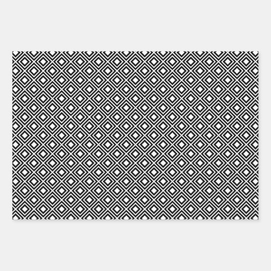 Elegantes Schwarz-Weiß-Quarrefolienmuster Weihnach Geschenkpapier Set (Vorderseite 3)