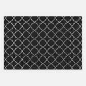 Elegantes Schwarz-Weiß-Quarrefolienmuster Weihnach Geschenkpapier Set (Vorderseite)