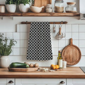 Elegantes Schwarz-Weiß-Quatrefolienmuster Handtuch