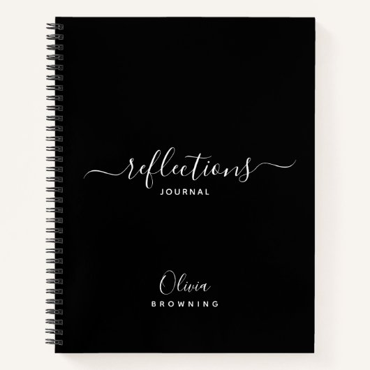 Elegantes Schwarz-Weiß-Reflektionsblatt Notizblock (Vorderseite)