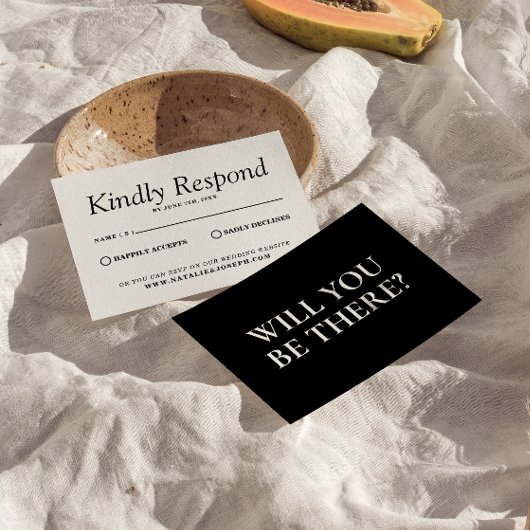 Elegantes Schwarz-Weiß Retro Vintage Einzigartige RSVP Karte