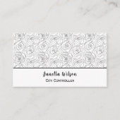 Elegantes Schwarz-Weiß-Rose-Design Visitenkarte (Vorderseite)