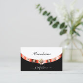 Elegantes Schwarz-Weiß-Rose-Gold mit Monogramm Visitenkarte (Stehend Vorderseite)