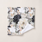 Elegantes Schwarz-Weiß-Rose Handtuchhandtuch Set (Waschlappen)