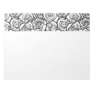 Elegantes Schwarz-Weiß-Rosen Chic Floralmuster  Notizblock