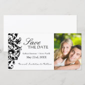 Elegantes Schwarz/Weiß Save the Date (Vorne/Hinten)