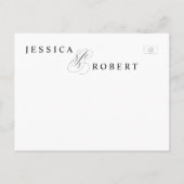 Elegantes Schwarz/Weiß Save the Date Ankündigungspostkarte (Rückseite)