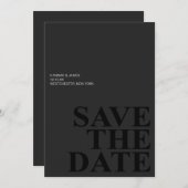 Elegantes Schwarz/Weiß Save the Date Einladung (Vorne/Hinten)