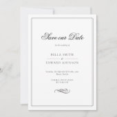 Elegantes Schwarz/Weiß Save the Date Einladung (Vorderseite)