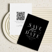 Elegantes Schwarz-Weiß-Save the Date kein Foto QR Save The Date
